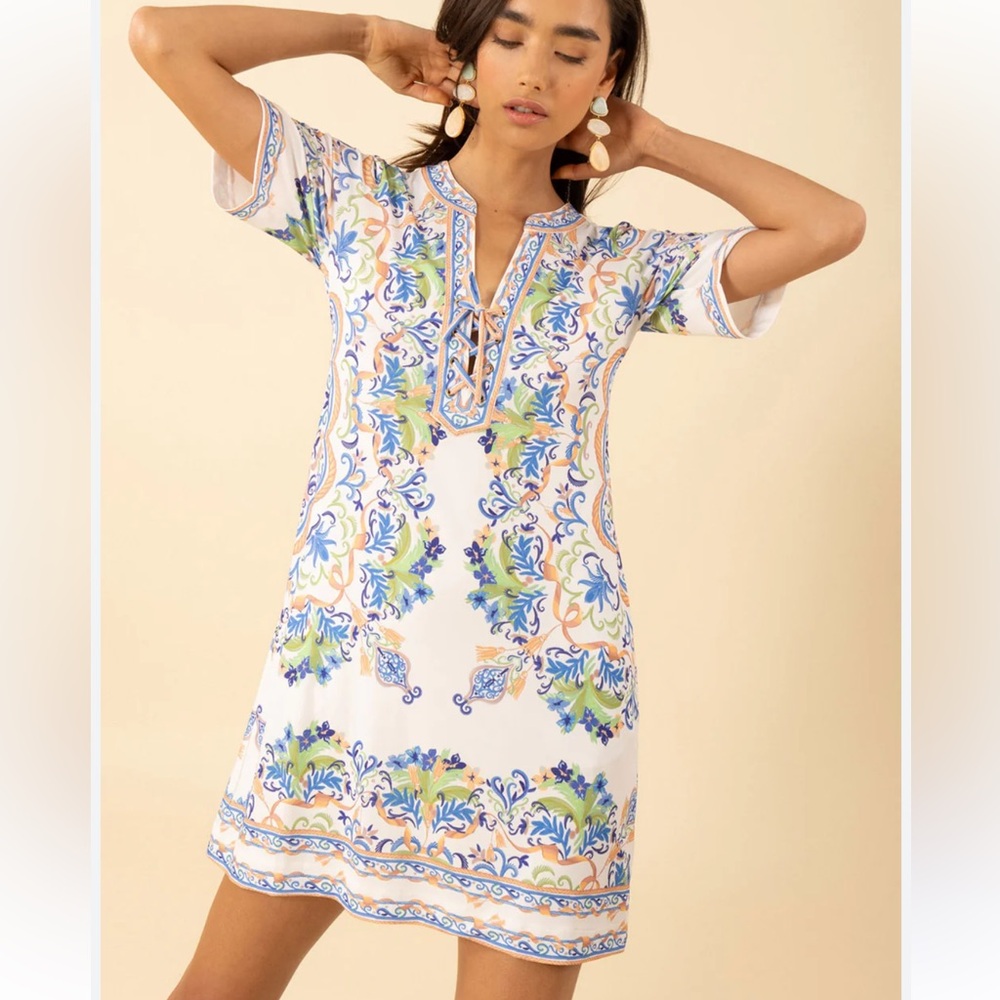 Hale Bob Dani Jersey lace up neckline dress